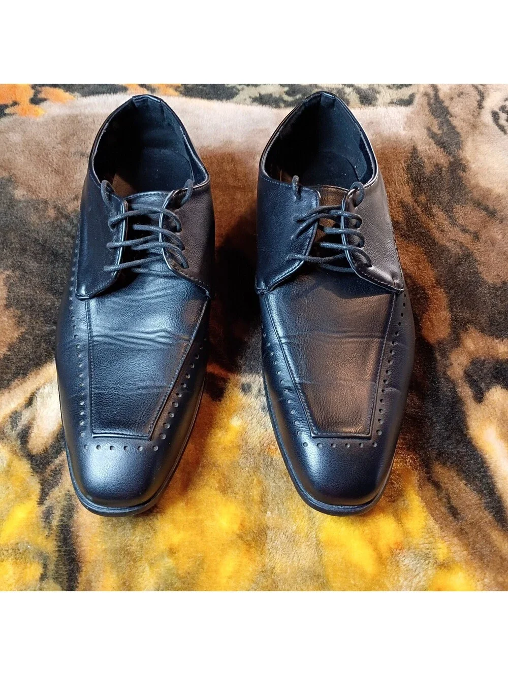 Marco Vitale Collezione Black Leather Dress Shoes Size 12